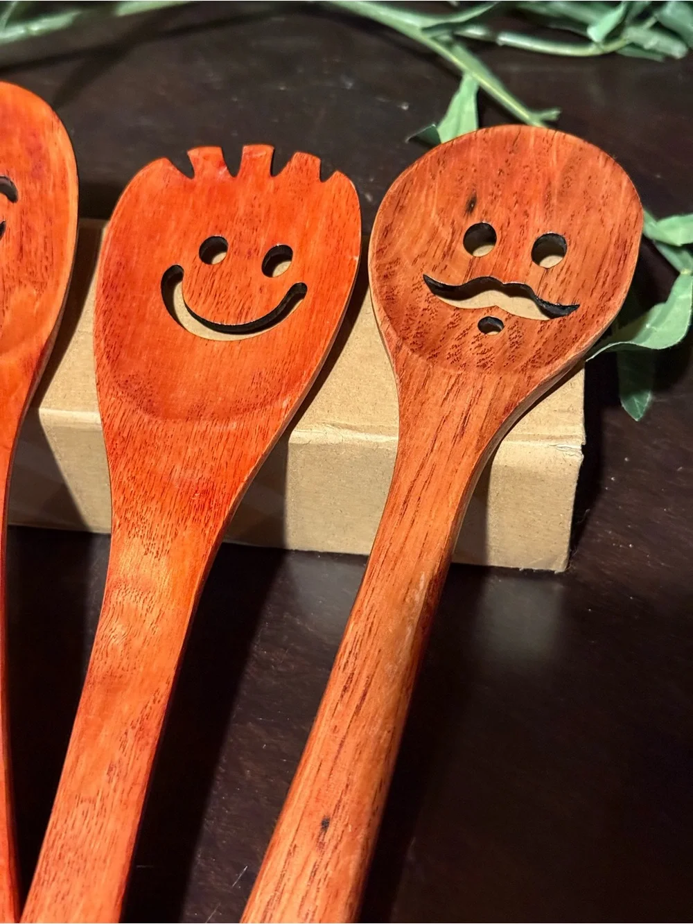 Hansgo Wooden Spoon Set Emoji Theme 5 Pc  New